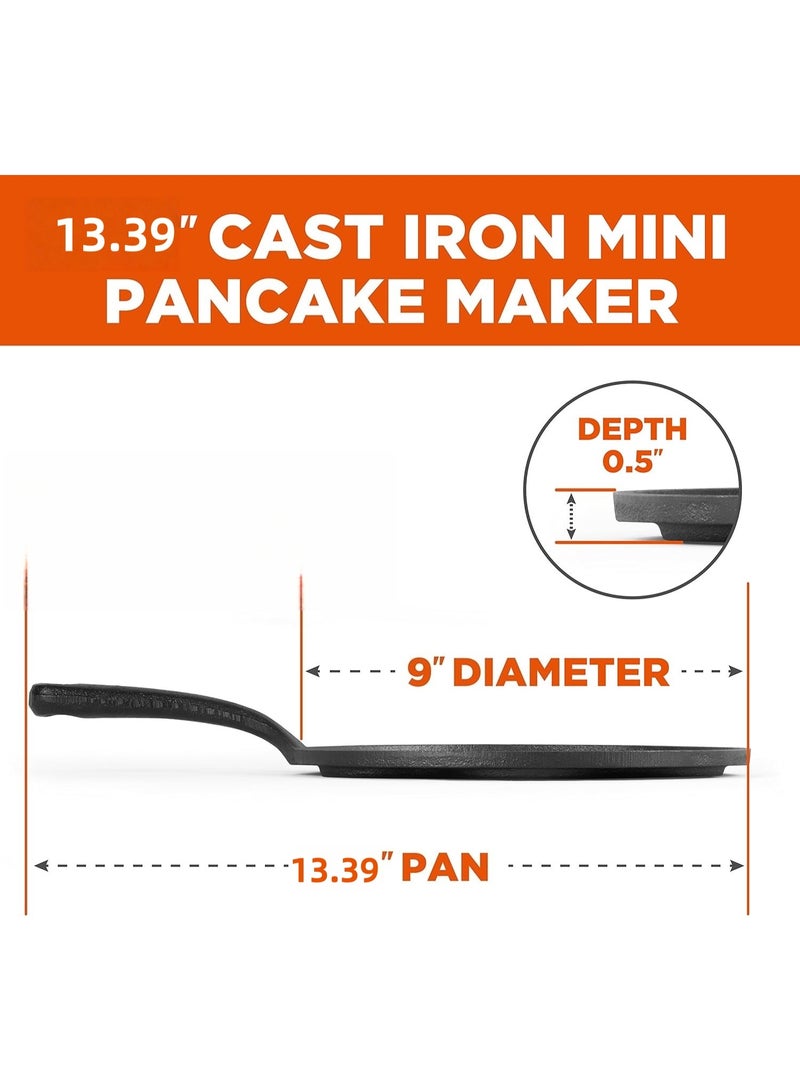 Cast Iron Pancake Pan, Silver Dollar Pancake Griddle, Easy to Clean & Heats Evenly, Makes 7 Mini Silver Dollar Pancakes - Image 3